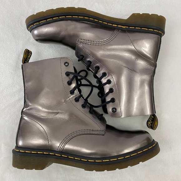 🩶Dr. Martens Doc Martens 1460 Pascal Metallic Pewter Leather Boots Womens 10🩶 - Picture 8 of 12